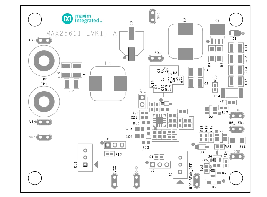 位置电路 - Analog Devices / Maxim Integrated MAX25611EVKIT评估套件